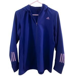 Adidas Energy Running Jacket Royal Blue Size Large Wind Resistant Hoodie Active